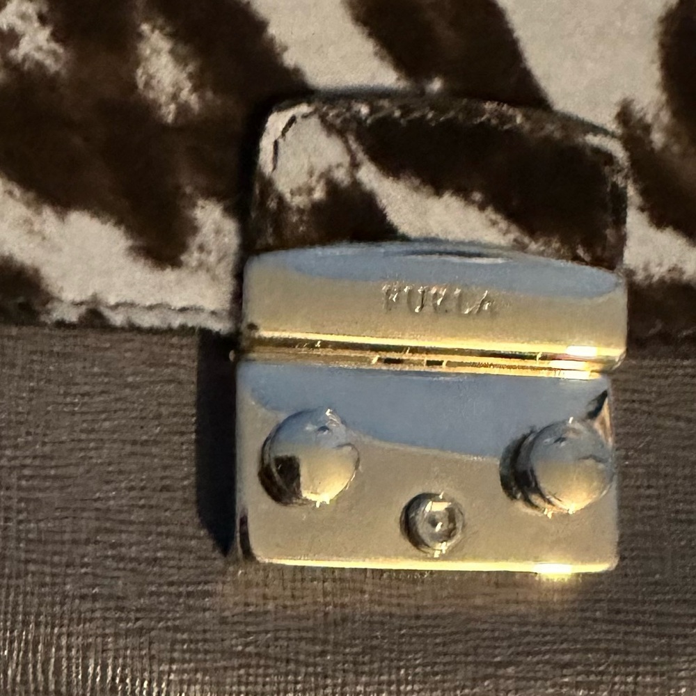 Rare Furla Crossbody Genuine Leather With Cheetah Pattern Dyed Animal Hair EUC - Picture 6 of 6